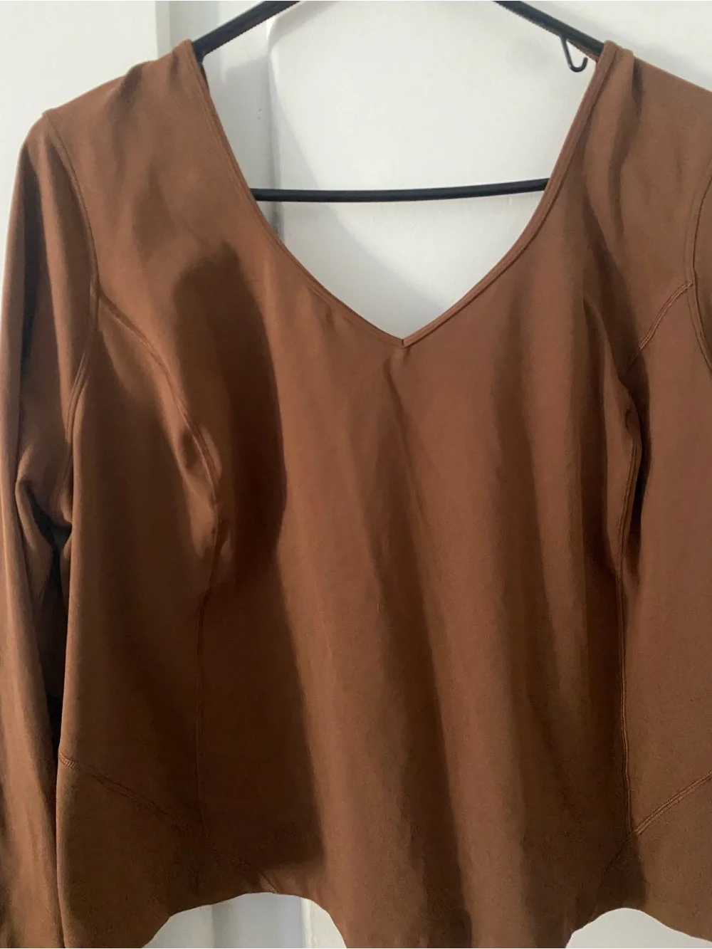 lululemon athletica Brown V-Neck Long Sleeve Top